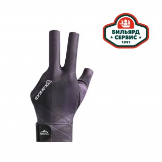 Перчатка для бильярда на левую руку с открытыми фалангами пальцев чёрно/фиолетовая размер L