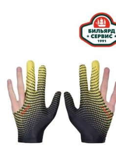 Перчатка для бильярда универсальная жёлто/чёрная размер L