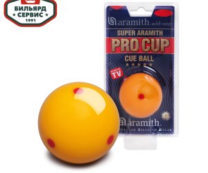 Биток желтый Super Aramith Pro-Cup Tournament 67 мм., красные точки (блистер)